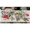 Image 1 : Assortment of Hand Tools, Squares, Clamps, Putty Knives, Pliers, Saws