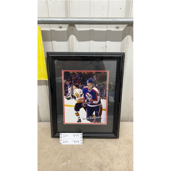 Vintage Laurie Boschman Winnipeg Jets Framed Photo