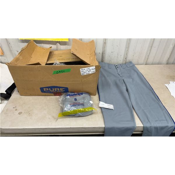 17 Baseball Pants Grey with Blue Stripes Adult Small New in Bag