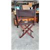 Image 3 : Folding Wooden Director's Chair with Reddish-Brown Frame and Dark Brown Canvas Seat and Back