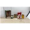 Image 1 : Vintage Texaco Motor Oil Cans, with Product, Fire-Chief Gasoline Can, Watkins, Fine Teas Tin