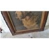 Image 4 : Framed Print of a Dog, Wood Frame with Carved Details, 27”×31”
