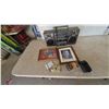 Image 1 : Vintage Sanyo M7770K Boombox, Two Framed Prints, Vivitar IC101 Camera