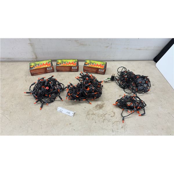 3 Boxes Halloween Mini Lights With Orange Bulbs, 50-Count, 13 Ft Strands and 4 Strands Loose