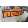 Image 2 : Halloween Decor, Handmade Wooden Coffin-Shaped Box with Ornate Jeweled Cross Accents on Lid and