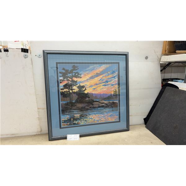 Framed signed Limited Edition Print by Peter Schriver, Numbered Lake Sunset Scene, 30 × 30”