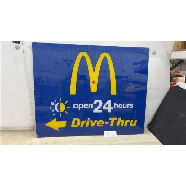 McDonald's Plexiglass Drive-Thru Sign, 29 3/4” x 37”