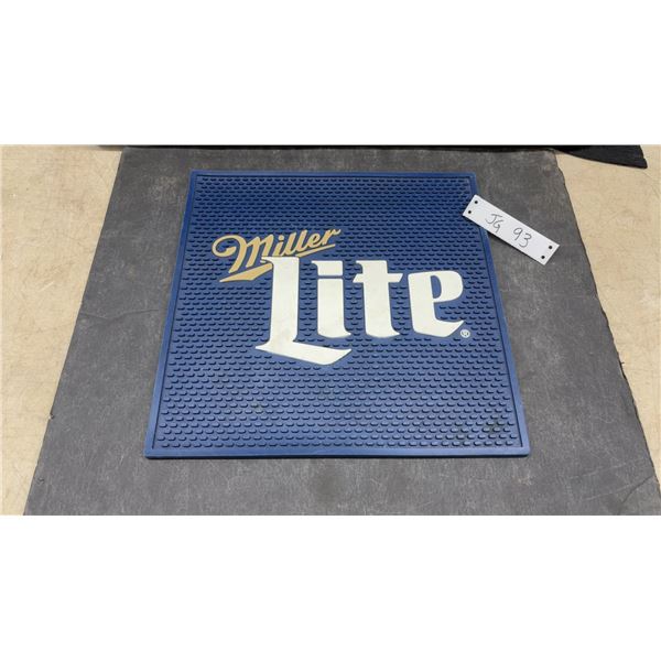 Miller Lite Rubber Throwback Style Large Bar Mat Coaster, 13 1/2 × 13 1/2”