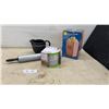 Image 1 : Glass Popcorn Bowl, Rolling Pin, Starfrit Make, Store, and Carry Hamburger Unit and Black Pitcher