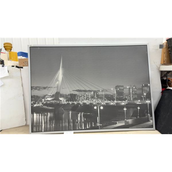 Large Framed Esplanade Riel Pedestrian Bridge Photo, Winnipeg, 39 3/4” x 55 1/4”