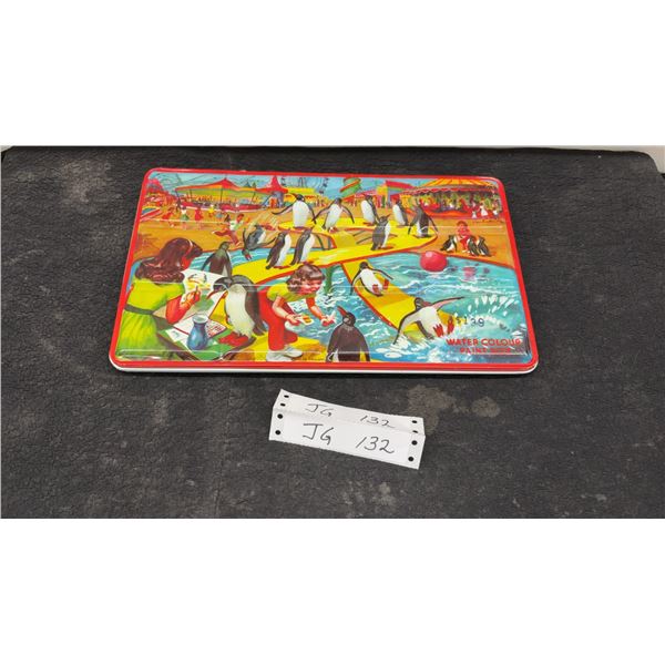 Vintage 1950s-1960s Page London Metal Water Colouring Paint Box, 7 1/2” x 12 3/4”