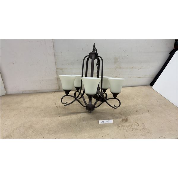 6-Light Black Chandelier with Frosted Bell-Shaped Glass Shades