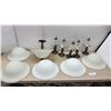 Image 1 : Six Oil-Rubbed Bronze 3-Light Semi-Flush Ceiling Fixtures with Frosted Glass Shades