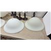 Image 2 : Six Oil-Rubbed Bronze 3-Light Semi-Flush Ceiling Fixtures with Frosted Glass Shades