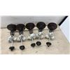 Image 5 : Six Oil-Rubbed Bronze 3-Light Semi-Flush Ceiling Fixtures with Frosted Glass Shades