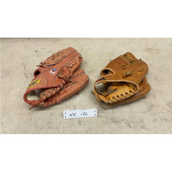 Two 1960s Vintage Baseball Gloves, Cooper and Hollander, Right-Hand Throw