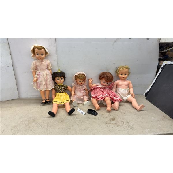 Five Vintage Baby Dolls, Regal and Others, Tallest 24”