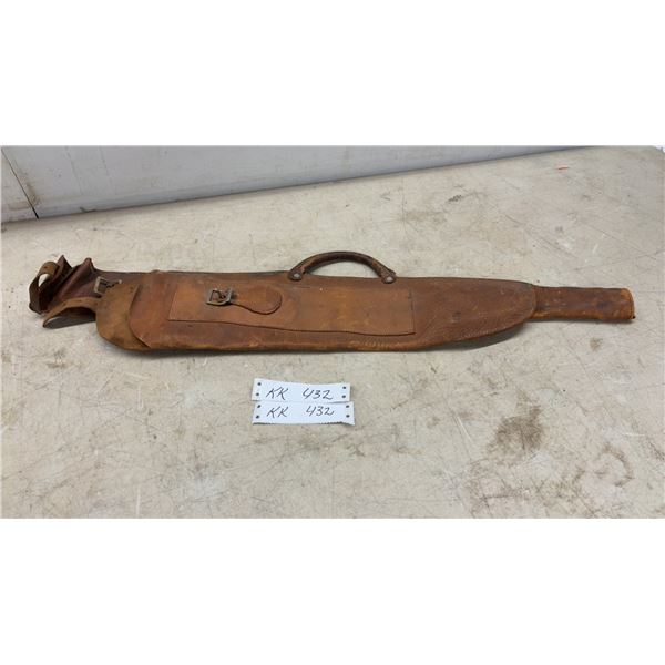Vintage 1950s Leather Rifle Gun Case, Approximately 30” in Length