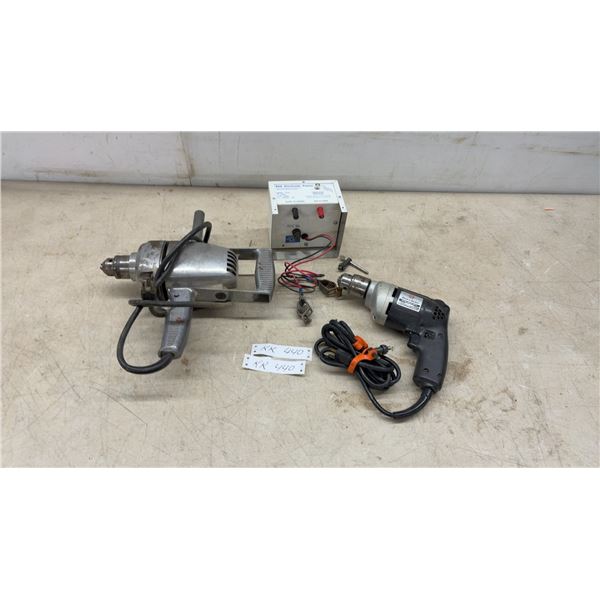 Black and Decker Variable Speed Corded Drill and Electric Fence 12 Volt Power Module 7722 and