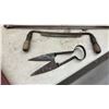 Image 4 : Vintage Bow Saws, Drawknife, and Sheep Shears