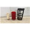 Image 3 : Vintage Railroad or Marine Style Emergency Candle Signal Lantern with Black Cast Cage and Red