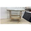 Image 1 : Wooden End Table with Glass Top Insert and Lower Shelf, 23 × 29 × 14”