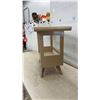 Image 2 : Wooden End Table with Glass Top Insert and Lower Shelf, 23 × 29 × 14”
