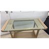Image 4 : Wooden End Table with Glass Top Insert and Lower Shelf, 23 × 29 × 14”