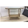 Image 5 : Wooden End Table with Glass Top Insert and Lower Shelf, 23 × 29 × 14”
