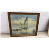 Image 2 : Four Framed Pictures, Venetian Canal, "Pike or Muskalunge" by Lawrence, Winter Landscape, Largest