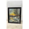 Image 4 : Four Framed Pictures, Venetian Canal, "Pike or Muskalunge" by Lawrence, Winter Landscape, Largest