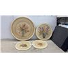 Image 1 : Four Vintage Round Framed Floral Bouquet Prints with Cream Frames, Largest 27”