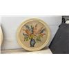 Image 2 : Four Vintage Round Framed Floral Bouquet Prints with Cream Frames, Largest 27”