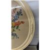 Image 3 : Four Vintage Round Framed Floral Bouquet Prints with Cream Frames, Largest 27”