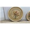 Image 4 : Four Vintage Round Framed Floral Bouquet Prints with Cream Frames, Largest 27”