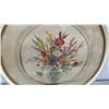 Image 5 : Four Vintage Round Framed Floral Bouquet Prints with Cream Frames, Largest 27”