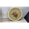 Image 8 : Four Vintage Round Framed Floral Bouquet Prints with Cream Frames, Largest 27”