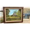 Image 3 : Five Framed, 1 Unframed Oil or Acrylic Paintings / Pictures Landscapes, Sailboats, Cabin and