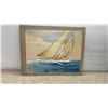 Image 7 : Five Framed, 1 Unframed Oil or Acrylic Paintings / Pictures Landscapes, Sailboats, Cabin and