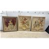 Image 1 : Three Framed Pictures, Victorian Lady and Floral Vase Arrangement, Largest 24 × 20”