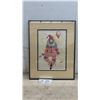 Image 1 : Framed Original Colored Pencil Drawing of Clown with Balloon, Signed Venus, 19 × 15”