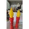 Image 2 : Pair of Vintage Red and Yellow "NOEL" Blow Mold Christmas Candles with Green Cords