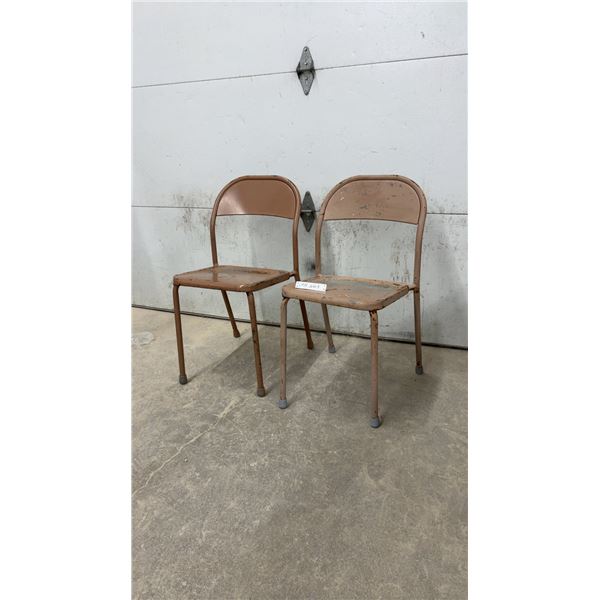 Pair of Vintage Metal Chairs With Tubular Steel Legs