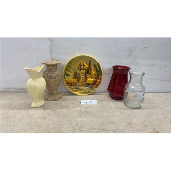 Vases, Ceramic, Marble and Wall Plaque