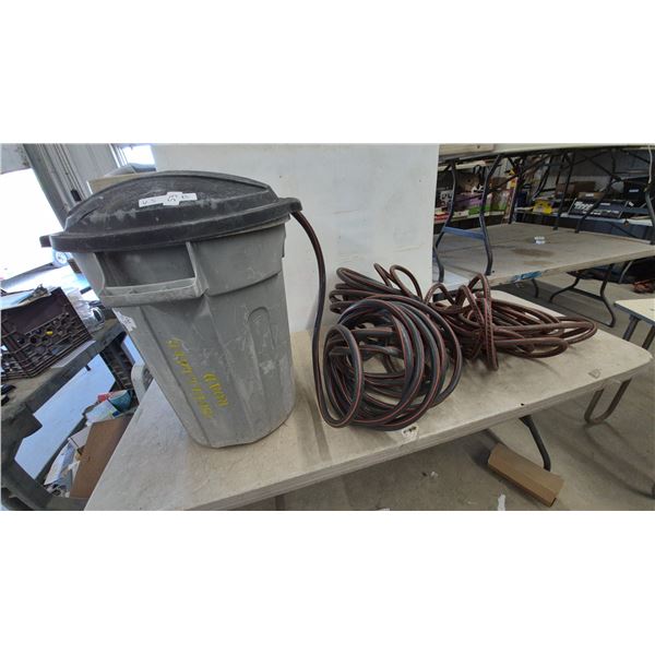 Trash Can and Garden Hose