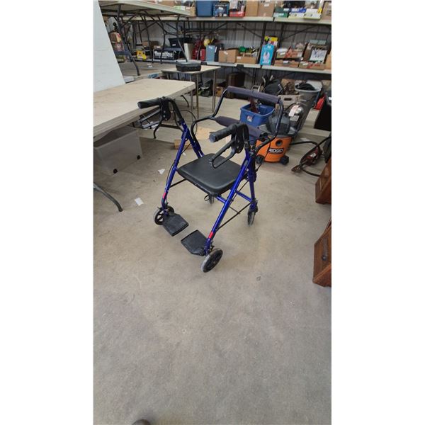 Blue Nova Medical Products Rollator Walker with Seat and Footrests