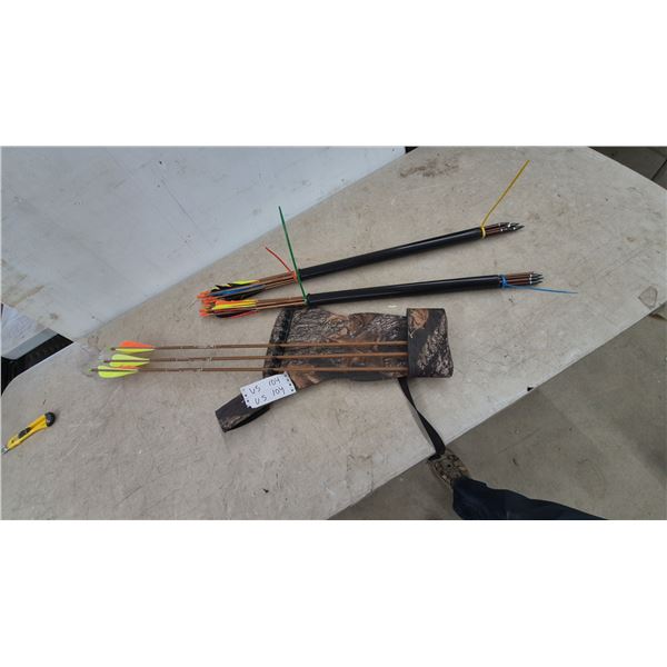 19 Carbon Express Heritage 150 Arrows, 3 in Camo Quiver and 2 Quivers of Arrows