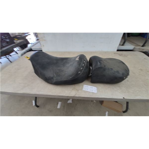 Harley-Davidson Motorcycle Seats, 2-Piece Black Leather Studded Set