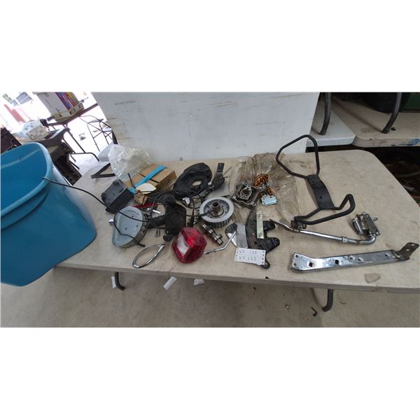 Motorcycle Parts: Sissy Bar, Foot Pegs, Taillight, Air Cleaner, Engine Components