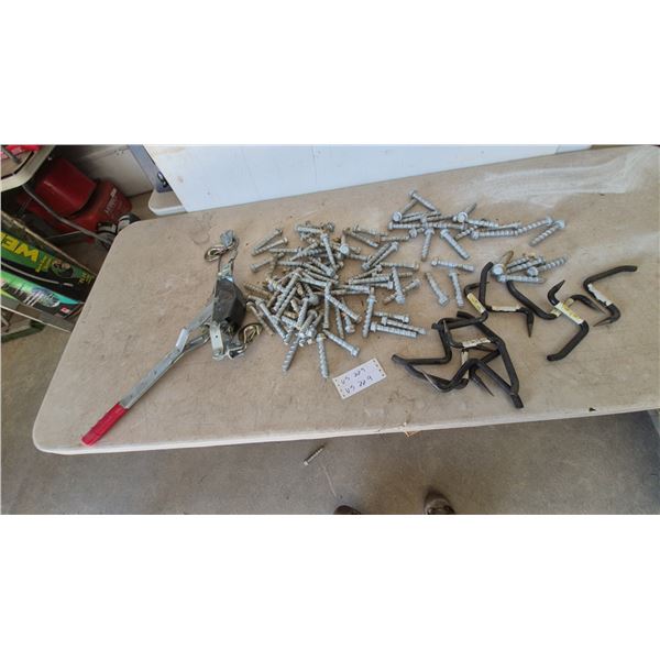 Come-Along Winch, Concrete Screws, and tree stand step pegs